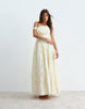 ARRANGE off shoulder corseted jacquard maxi dress in buttermilk