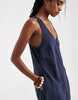 V-neck sleeveless column maxi dress in navy