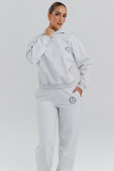light grey marl cotton fleece-back hoodie