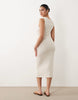 Mamalicious Maternity square neck jersey crochet midi dress in cream and multi color stripes