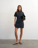Topshop denim mandarin collared mini dress in indigo rinse