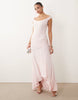 scoop neck asymetric hem maxi dress in pink