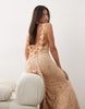 Oh Polly premium embellished open-back floral detailing maxi dress in almond