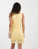Vero Moda stretch floral lace sleeveless slash neck mini dress in golden yellow