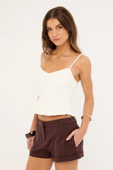 Motel Wiluta Short Dark Brown Pinstripe
