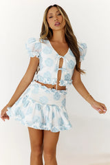 Brighter Blooms Crop Top Blue