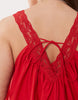 Curve poplin v-neck mini smock sundress with lace overlay in tomato red