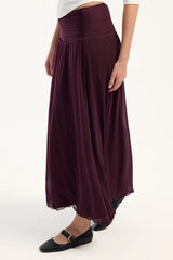 Luck & Trouble Millie Mesh Maxi Skirt Burgundy