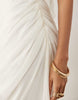 draped batwing asymmetric one sleeve maxi dress in ivory