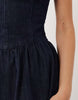 Mango 100% cotton denim off the shoulder midaxi dress in indigo