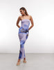 Kaiia exclusive slinky mesh bandeau maxi dress in lilac floral