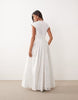 ARRANGE embroidered cinched waist pleated maxi dress in white