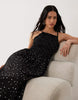 Esmée shirred beach maxi dress in black & white polka dots