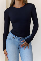 BASE Contour Simple Long Sleeve Top Black