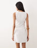 Mango boat neck belted sleeveless mini dress in cream
