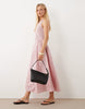 Brave Soul structured midi dress in pink & red stripes