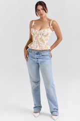 royal rose print peplum cotton corset