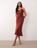 scoop neck bias cut midaxi dress in rust