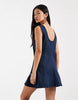 ONLY sleeveless denim mini dress in dark blue