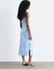 & Other Stories rich linen asymmetric boatneck midi dress in light blue print