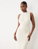 Oh Polly modal halter neck open back detail lace trim maxi dress in ivory