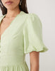 Nobody's Child Bess linen blend puff sleeve scallop edge v-neck midi dress in sage