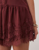 Abercrombie & Fitch v neck ruffle hem mini dress in burgundy