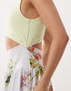floral printed cut out detail midaxi dress
