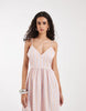 Vero Moda cami midi dress in pink and orange striped print