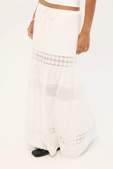 Luck & Trouble Winona Splice Broderie Maxi Skirt White