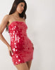 River Island strapless sequined mini dress in bright pink