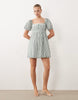 Abercrombie & Fitch puff sleeve babydoll mini dress in green stripes