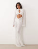 Noughts & Kisses crochet lace cut out detailing bell sleeve maxi dress in cream