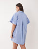 Curve poplin relaxed short sleeve mini dress in dusky blue