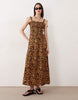 Esmée tie strap maxi beach dress in leopard print