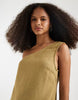 Vero Moda linen look one shoulder mini dress in willow green