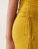 bandeau ruched side midi dress ochre