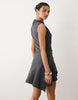 Mango high neck mini dress with hanky hem in charcoal gray