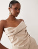 draped bodice structured bandeau midi dress