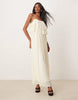 Vila pleated ruffle layer cami maxi dress in birch cream