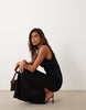 super scoop cami sculpted maxi dress in black scuba-style fabric