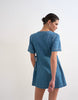 Topshop denim mini wrap dress in mid blue