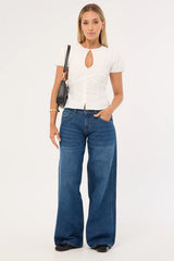 Perfect Stranger Aurora Keyhole Top White
