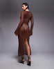 South Beach crochet maxi beach dress in brown