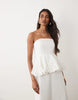 4th & Reckless cotton bandeau peplum waist detail maxi dress in white