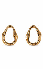 Khloe Earrings - Open Oval Stud Earrings in Gold
