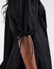 Tall scoop neck poplin mini dress with tie sleeves in black