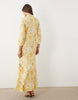 YAS maxi shirt dress in yellow floral print