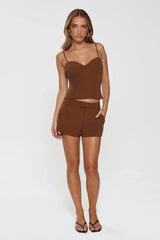Classic Power Tailored Top Brown