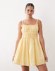 Abercrombie & Fitch ruched waist strappy mini dress in yellow